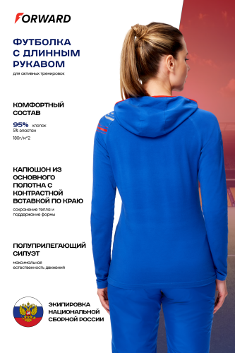 Футболка длинный рукав женская (голубой/голубой)