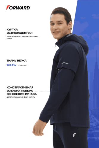 Куртка ветрозащитная мужская (синий)