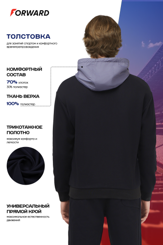 Толстовка худи мужская (черный/черный)