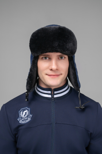 Шапка ушанка (синий/синий)